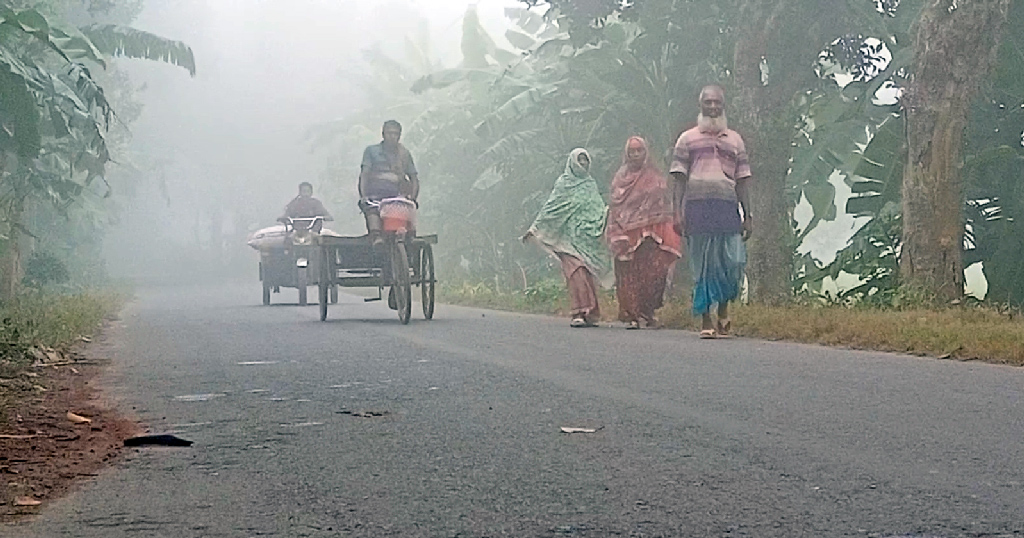 গাংনীতে ঘন কুয়াশার চাদর, বাড়ছে শীতের আমেজ
