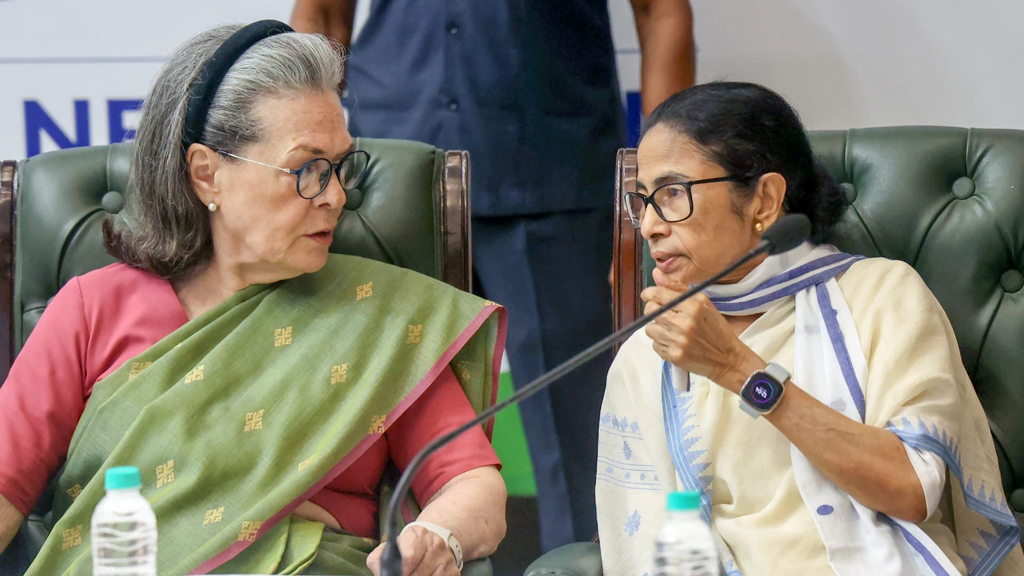দল রক্ষায় কংগ্রেসের শরণ, সোনিয়া ও রাহুলের সঙ্গে বৈঠক মমতা-অভিষেকের
