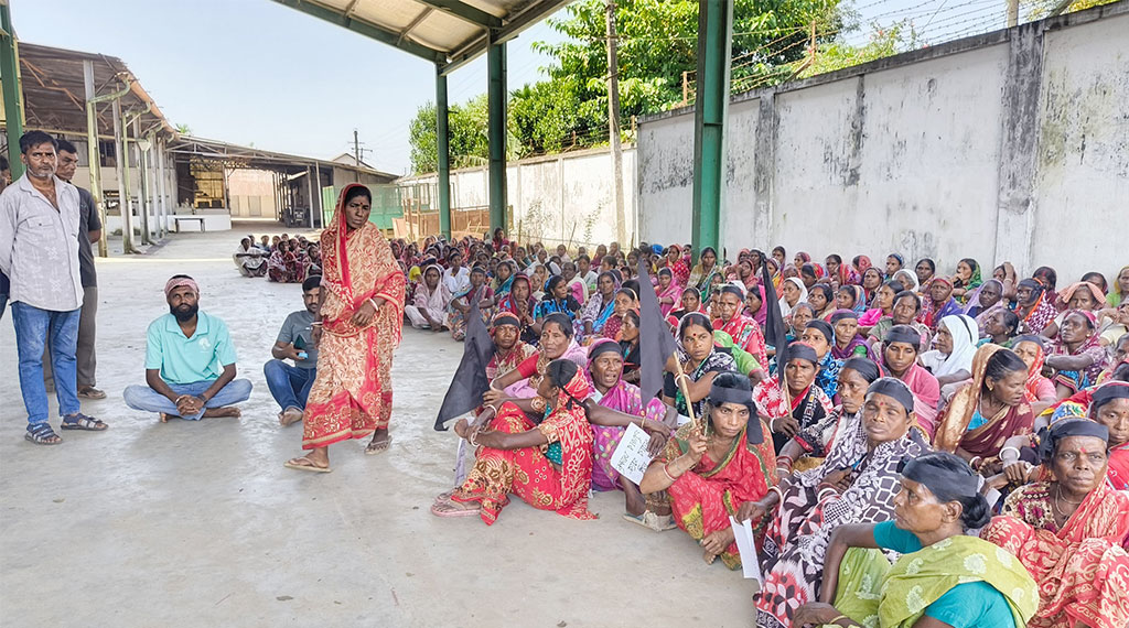 দুর্গাপূজায় বোনাস ও বকেয়া মজুরি পরিশোধের দাবিতে চা-শ্রমিকদের ধর্মঘট