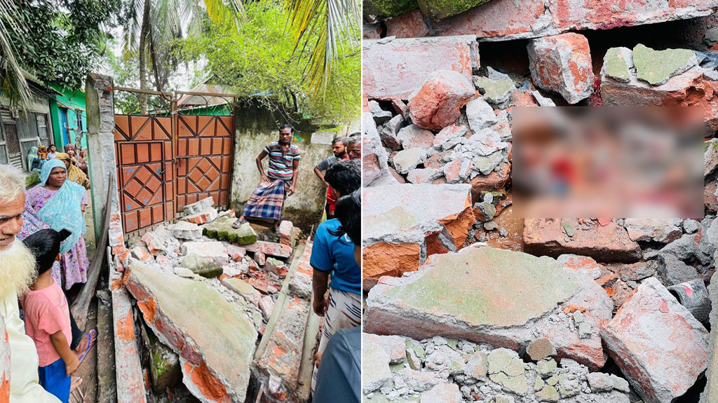 ট্রাকের ধাক্কায় দেয়াল ধসে ২ শিশু আহত