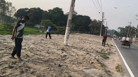 প্রধানমন্ত্রীর রংপুর সফর ঘিরে প্রস্তুতি, বালুচাপা দেওয়া হলো ময়লার ভাগাড়