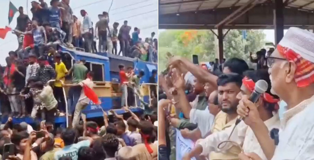 নন্দনগাছীতে আন্তনগর এক্সপ্রেসের স্টপেজের দাবিতে ট্রেন থামিয়ে বিক্ষোভ