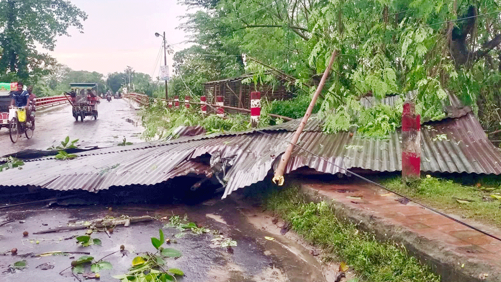 নওগাঁয় ঝড়ের তাণ্ডবে ঘরবাড়ি-ফসল লন্ডভন্ড, বজ্রপাতে ১ জনের মৃত্যু