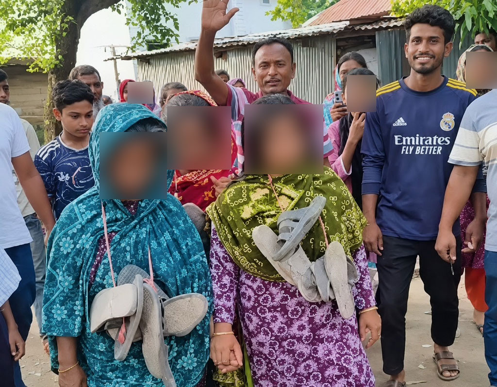 একই পরিবারের তিন নারীকে জুতার মালা পরিয়ে এলাকায় ঘোরানোর অভিযোগ যুবদল নেতার বিরুদ্ধে