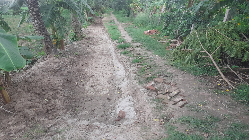 বিএনপির প্রভাব খাটিয়ে সরকারি রাস্তার ইট তুলে মাটি কেটে জায়গা দখলের চেষ্টা