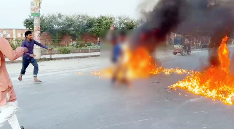 রাজশাহীতে প্রার্থী পরিবর্তনের বিক্ষোভে ছাত্রদল নেতার শরীরে আগুন