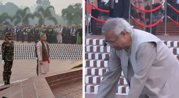 বিজয় দিবসে সাভারে জাতীয় স্মৃতিসৌধে রাষ্ট্রপতি ও প্রধান উপদেষ্টার শ্রদ্ধা নিবেদন