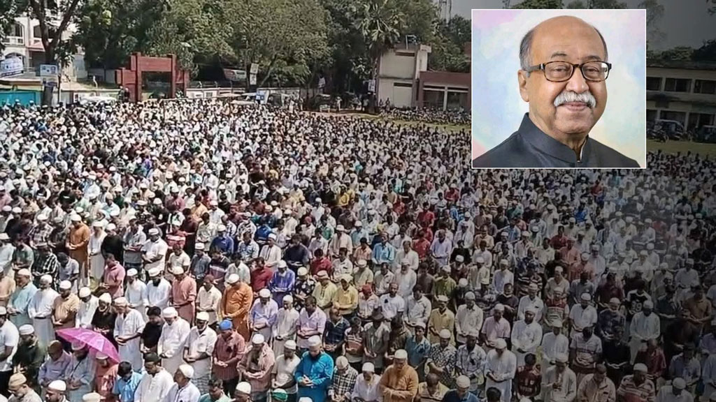 সাবেক শিল্পমন্ত্রী নূরুল মজিদের জানাজায় মানুষের ঢল