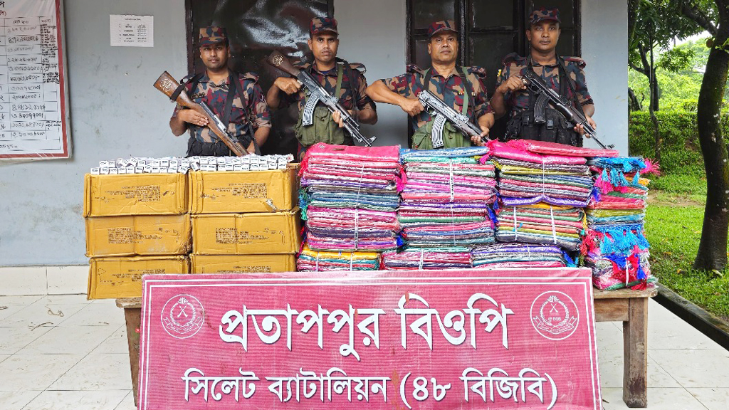 সিলেট সীমান্তে ১ কোটি ৭৪ লাখ টাকার চোরাই পণ্য জব্দ