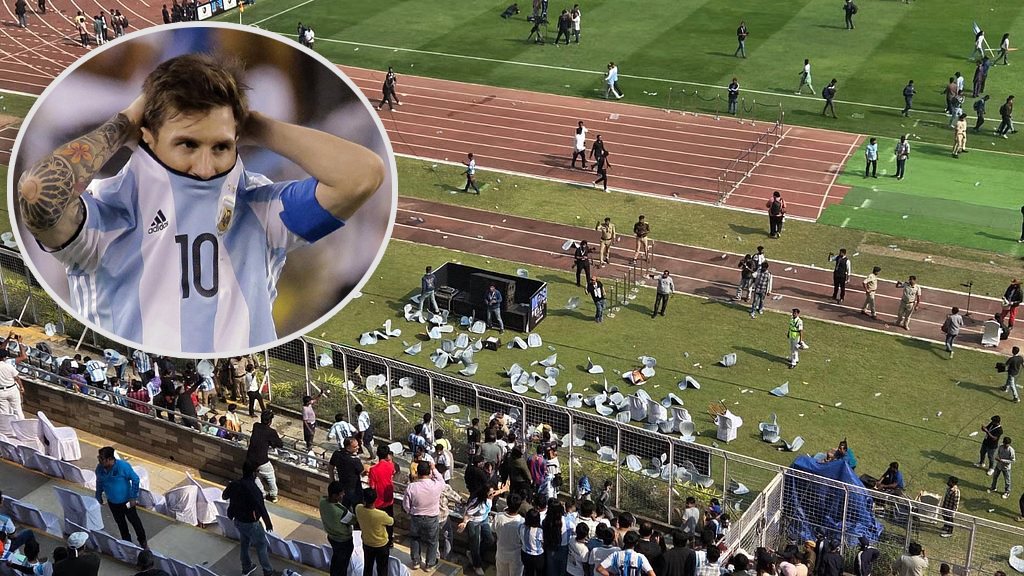 কলকাতায় মেসির তিক্ত অভিজ্ঞতা, লণ্ডভণ্ড যুবভারতী স্টেডিয়াম