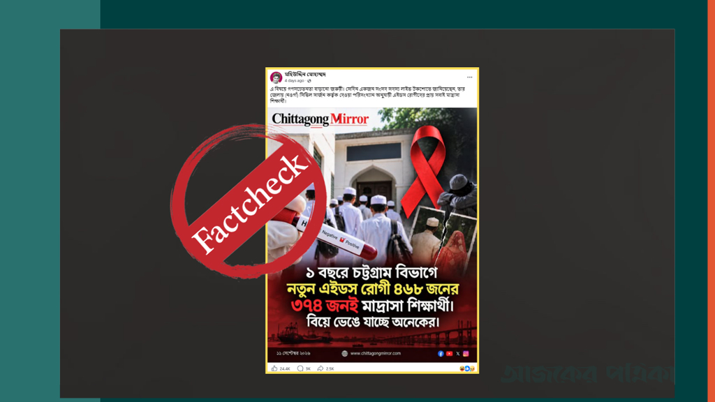 চট্টগ্রামে শনাক্ত ৪৬৮ এইডস রোগীর ৩৭৪ জনই মাদ্রাসাশিক্ষার্থী—দাবিটি ভুয়া