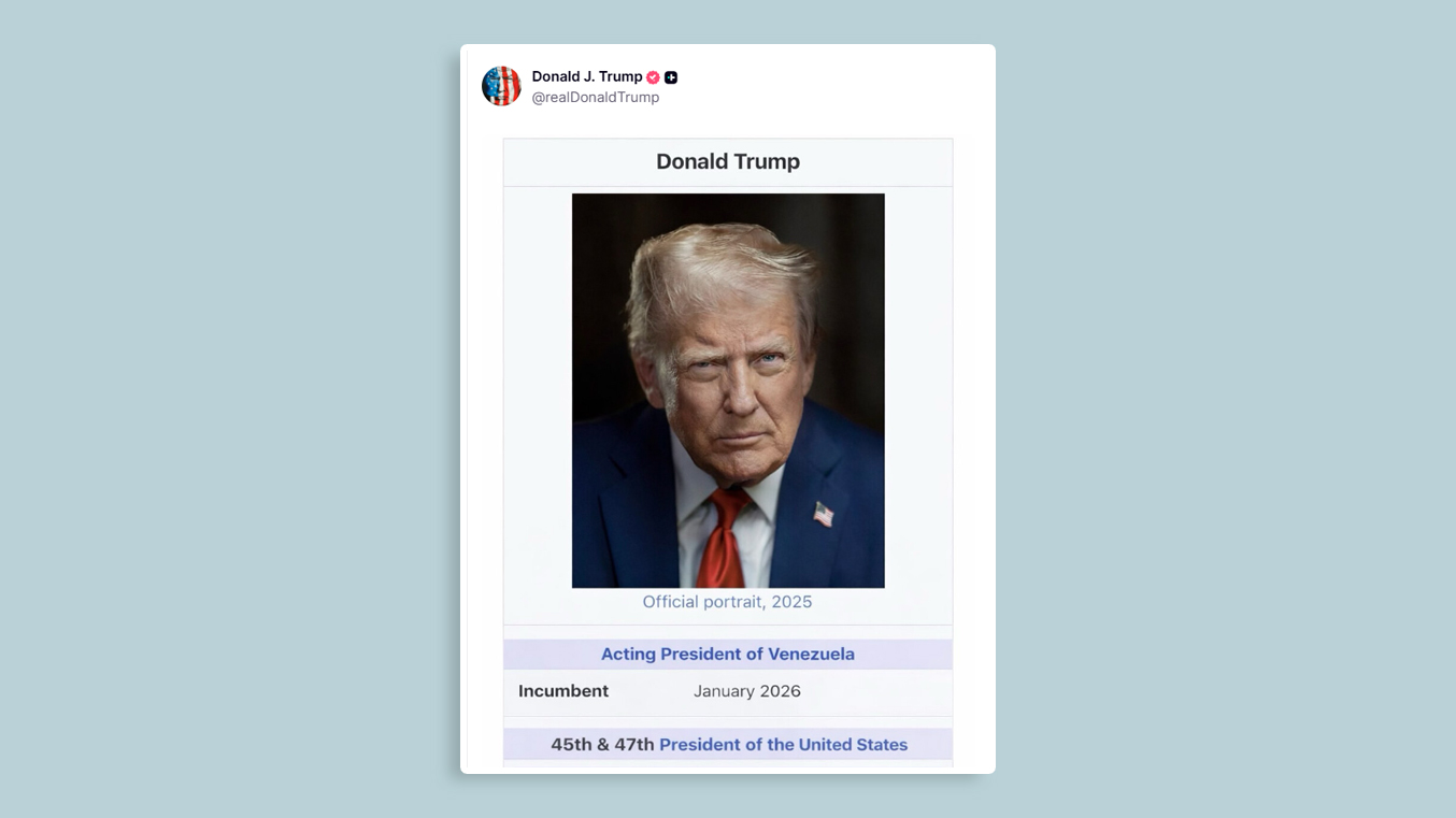 ভেনেজুয়েলার ‘ভারপ্রাপ্ত প্রেসিডেন্ট’ ডোনাল্ড ট্রাম্প!