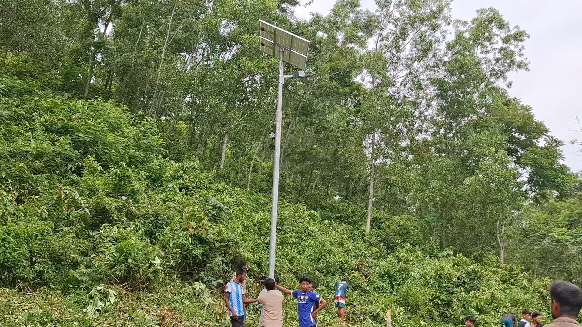 নেত্রকোনার দুর্গাপুরে বন্যহাতির উপদ্রব ঠেকাতে সোলার স্ট্রিটলাইট
