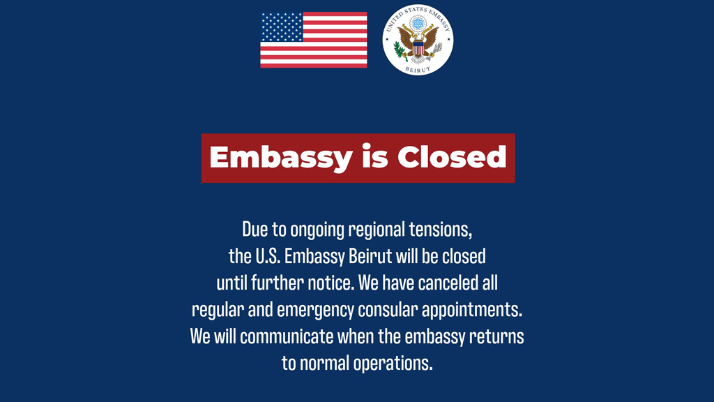 এবার বন্ধ হলো বৈরুতে মার্কিন দূতাবাস
