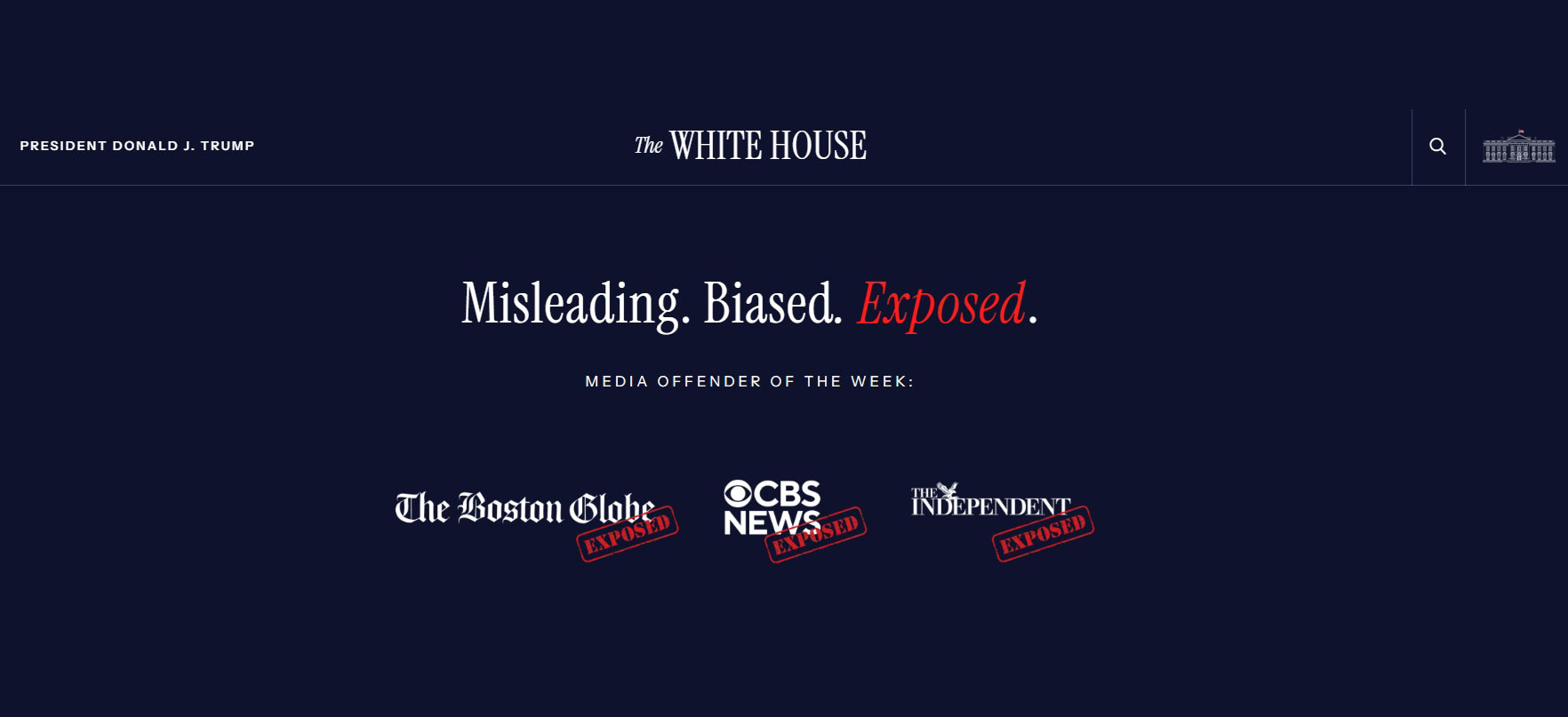 ‘পক্ষপাতদুষ্ট’ সংবাদ খণ্ডনে ওয়েবসাইট চালু করল হোয়াইট হাউস