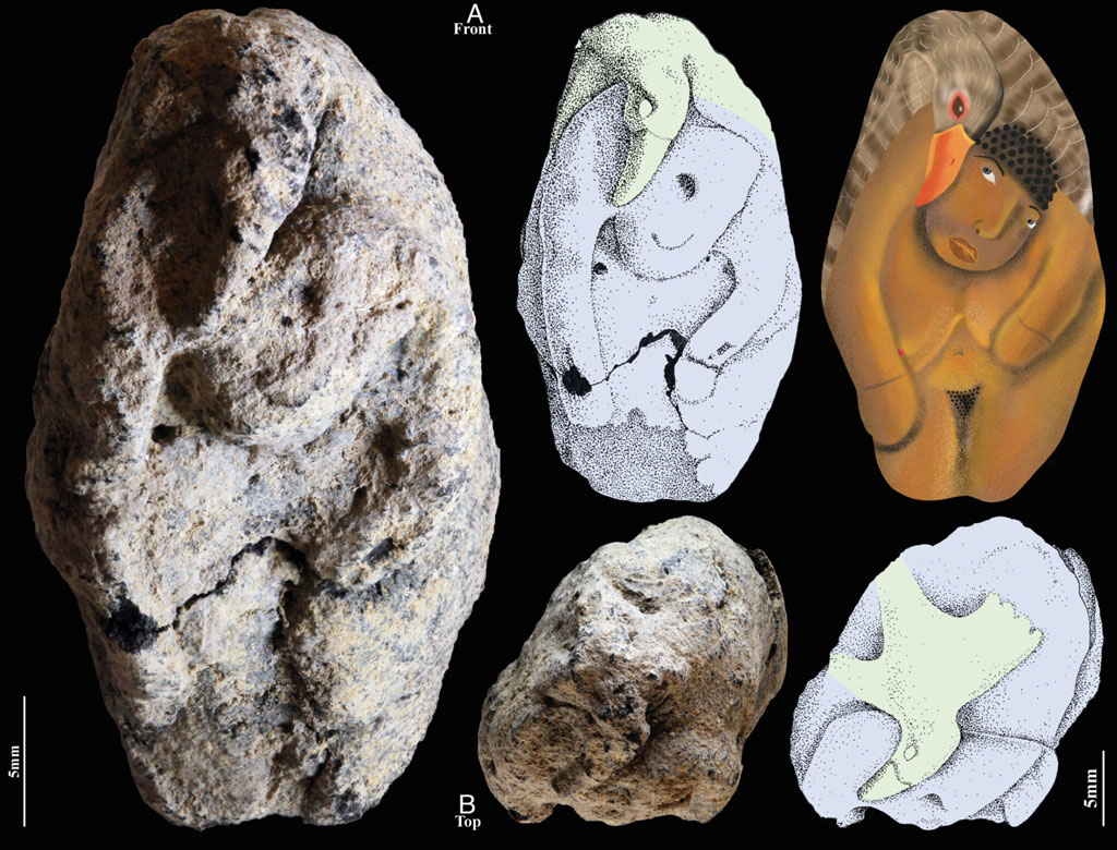 ১২ হাজার বছর আগে হাঁস ও মানুষের মিথস্ক্রিয়ার বিরল মূর্তি। ছবি: সংগৃহীত